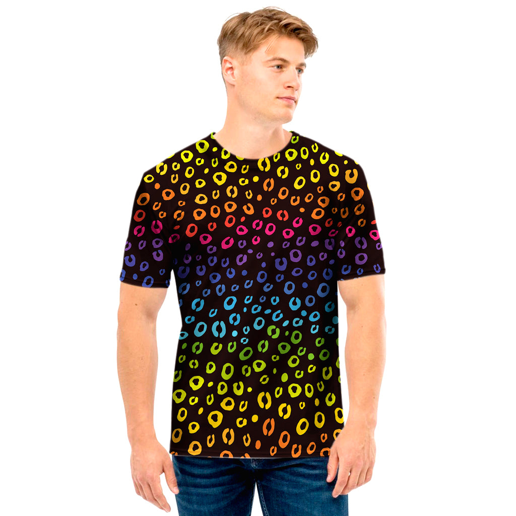 Rainbow Leopard Pattern Print Men’S T-Shirt