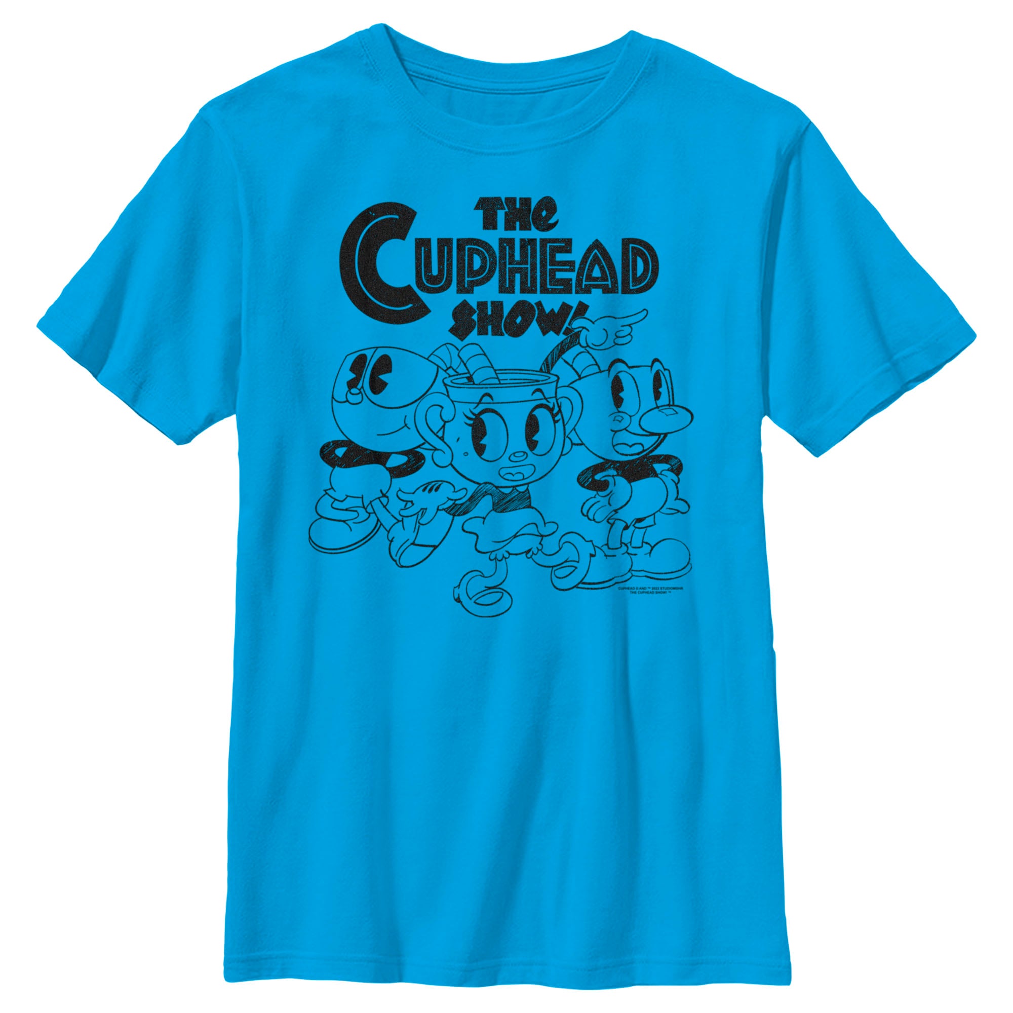 Boy’S The Cuphead Show! Mugman Ms. Chalice And Cuphead Outlines T-Shirt