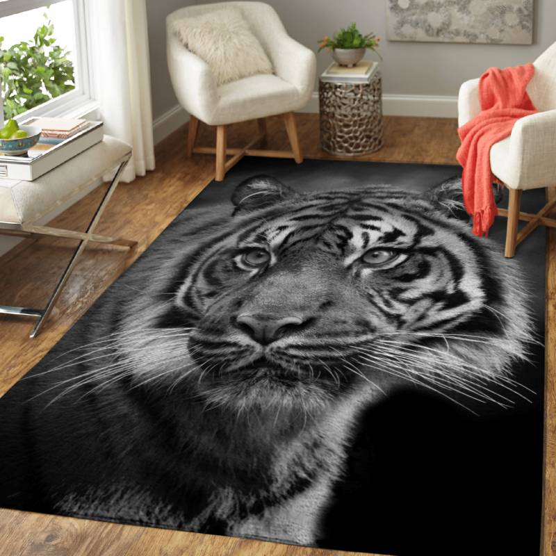 Tiger BW – Animals Area Rug Carpet