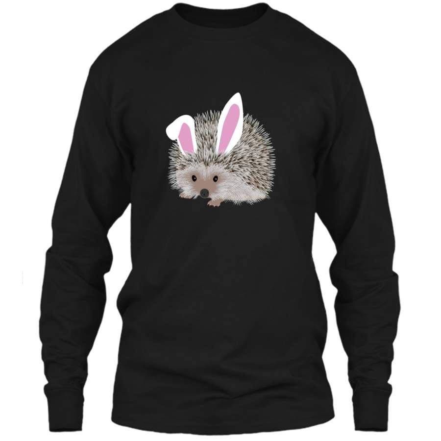 Cute and Funny Hedgehog Easter Bunny Ears Graphic T-Shirt LS Ultra Cotton Tshirt