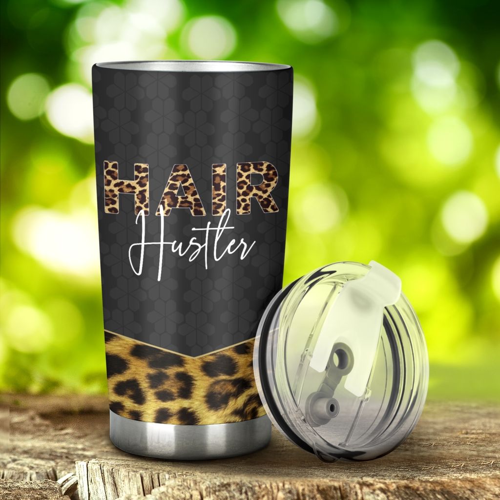 Hair Hustler Leopard Skin Stainless Steel Tumbler, Tumbler Cups For Coffee/Tea, Great Customized Gifts For Birthday Christmas Thanksgiving