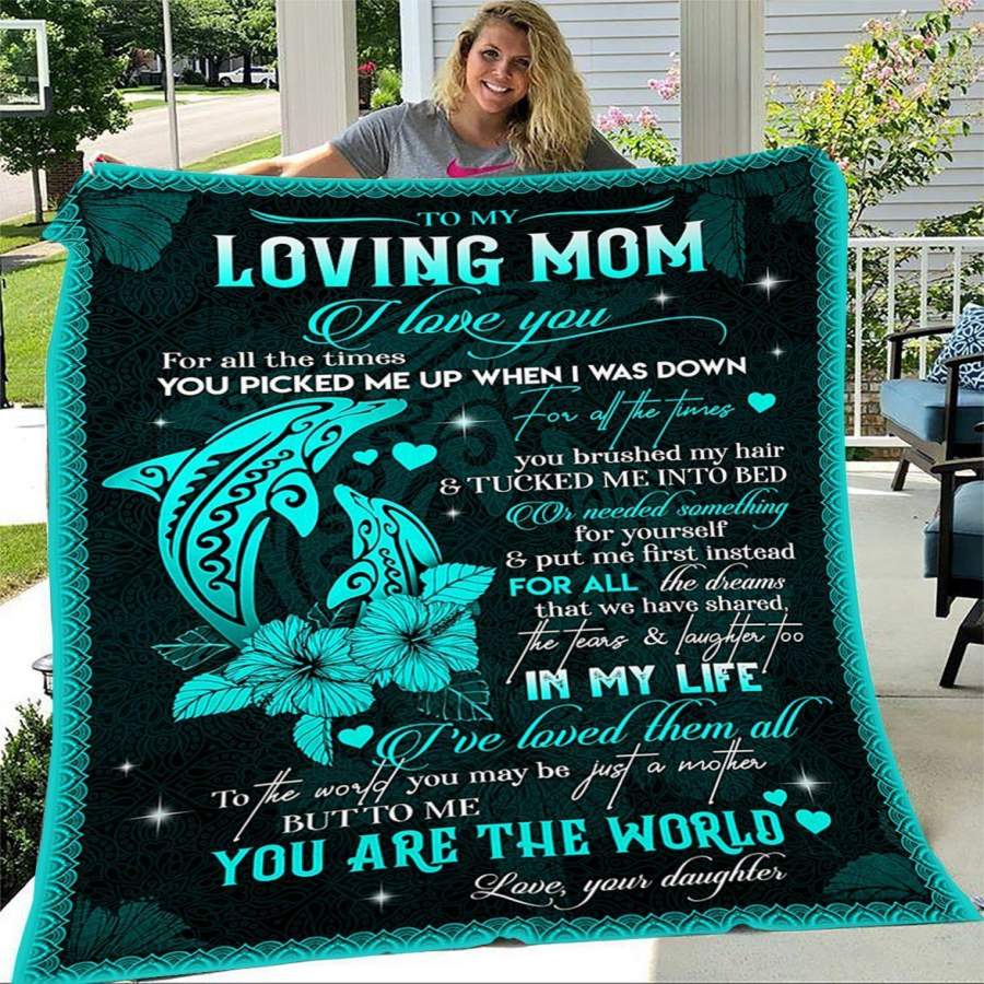 Blanket Dolphin To My Mom Blanket – Gift For Mom- Quilt Blanket Family Gift Ideas