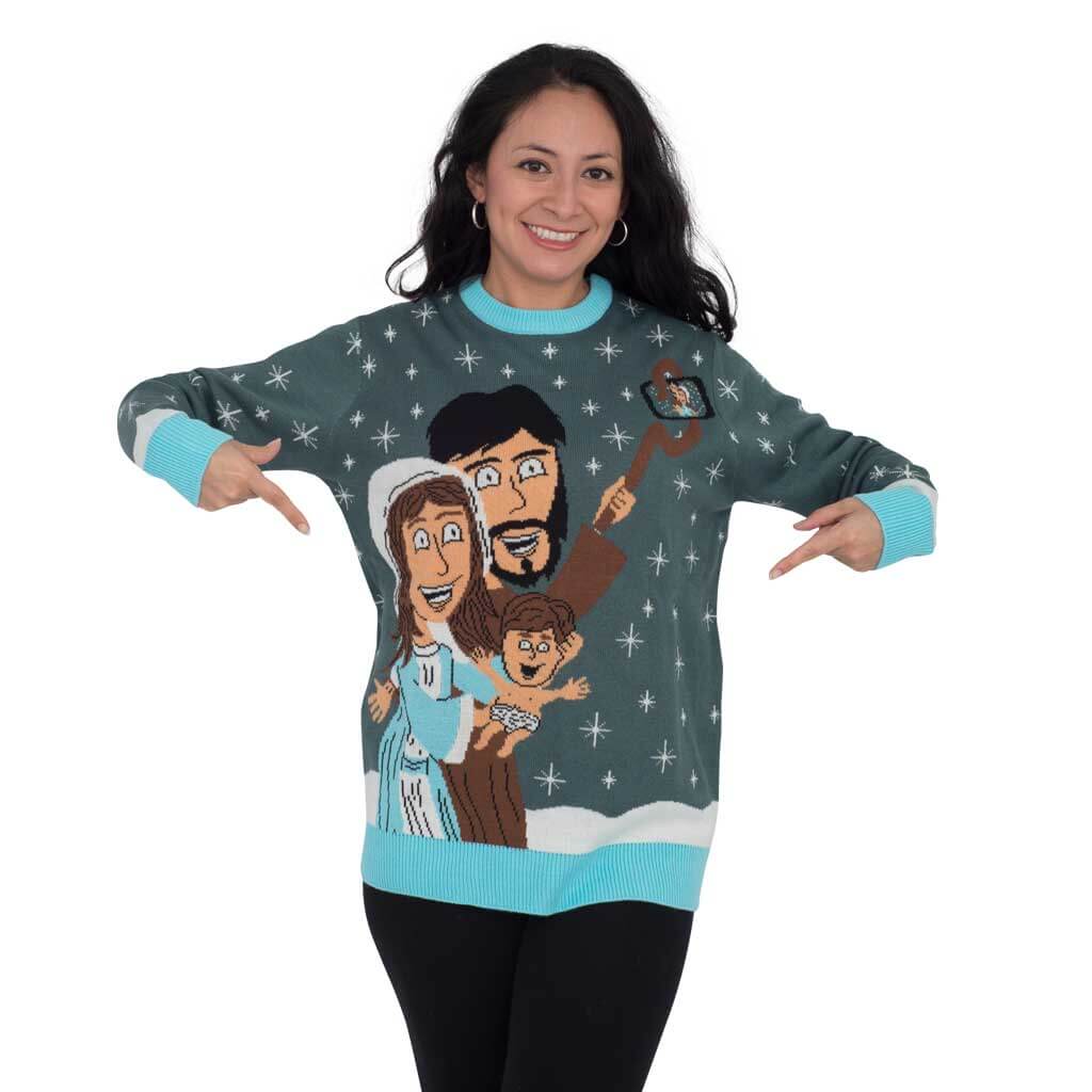 Women’S Baby Jesus Family Selfie Ugly Christmas Sweater