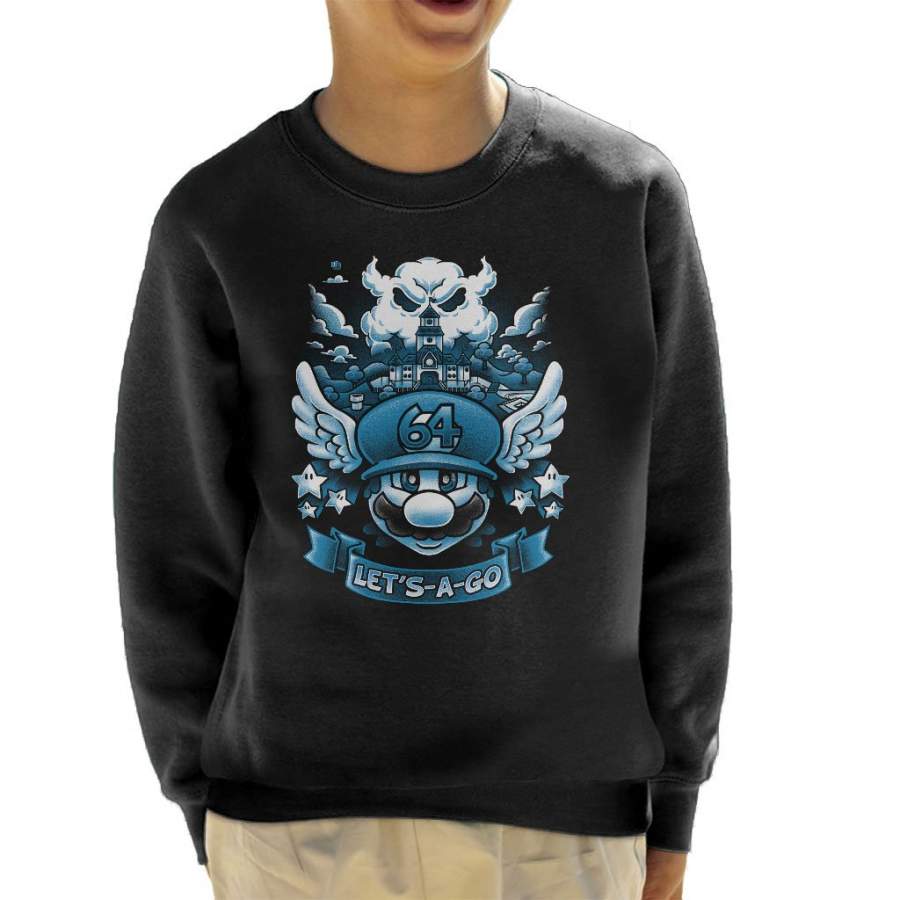 Super Mario 64 Tribute Blue Kid’s Sweatshirt