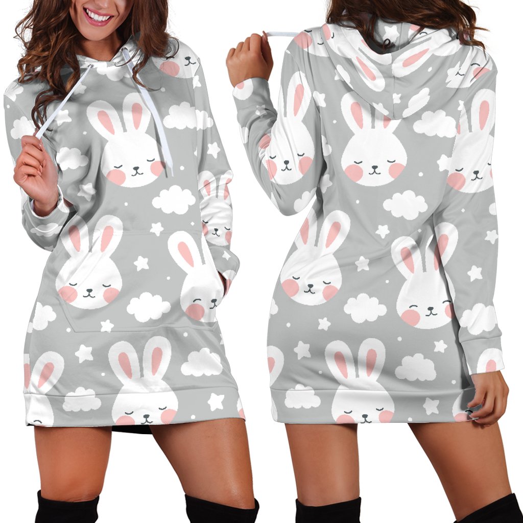 Rabbit Cloud Pattern Women’S Hoodie Dress