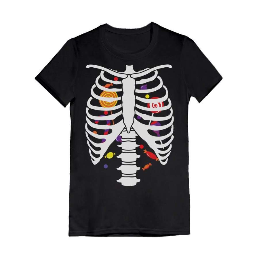 Candy Skeleton Rib-cage X-Ray Halloween Infant Girls’ Fitted T-Shirt