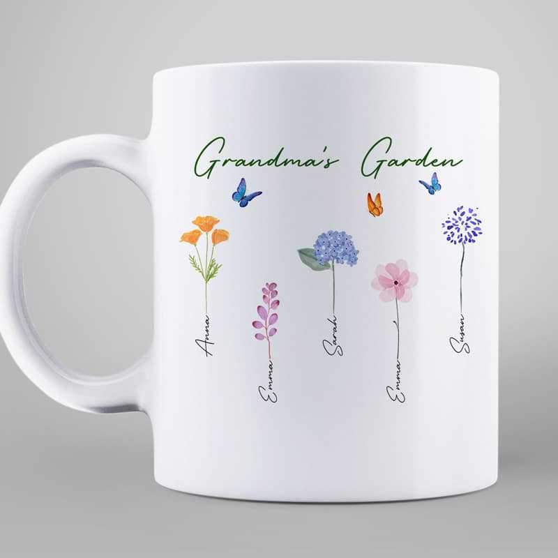 Family Watercolor Flowers Personalized Mug