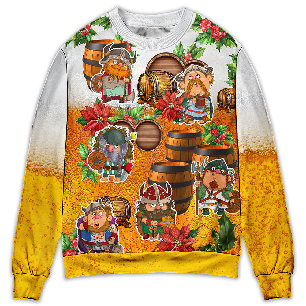 Viking Loves Beer Funny Christmas – Sweater  – Ugly Christmas Sweaters  – Owl Ohh