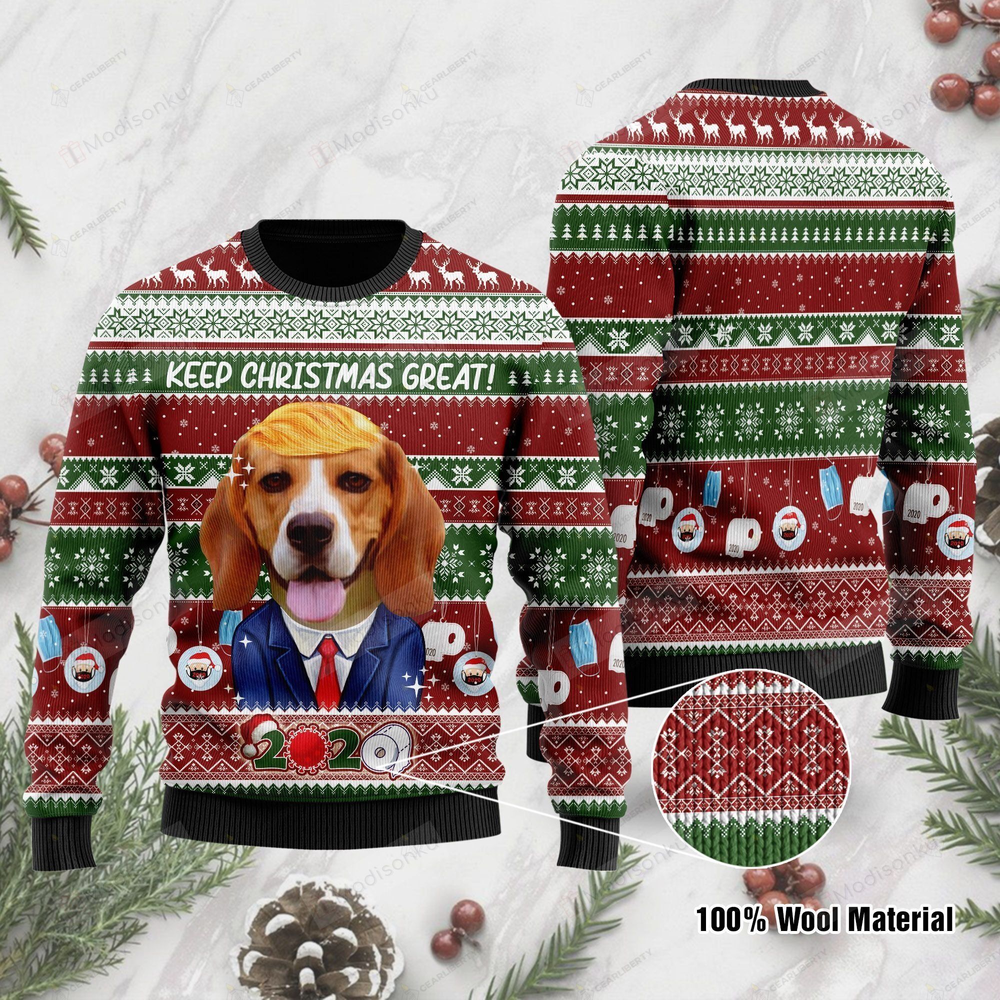 Beagle Keep Christmas Great For Unisex Ugly Christmas Sweater, All Over Print Sweatshirt