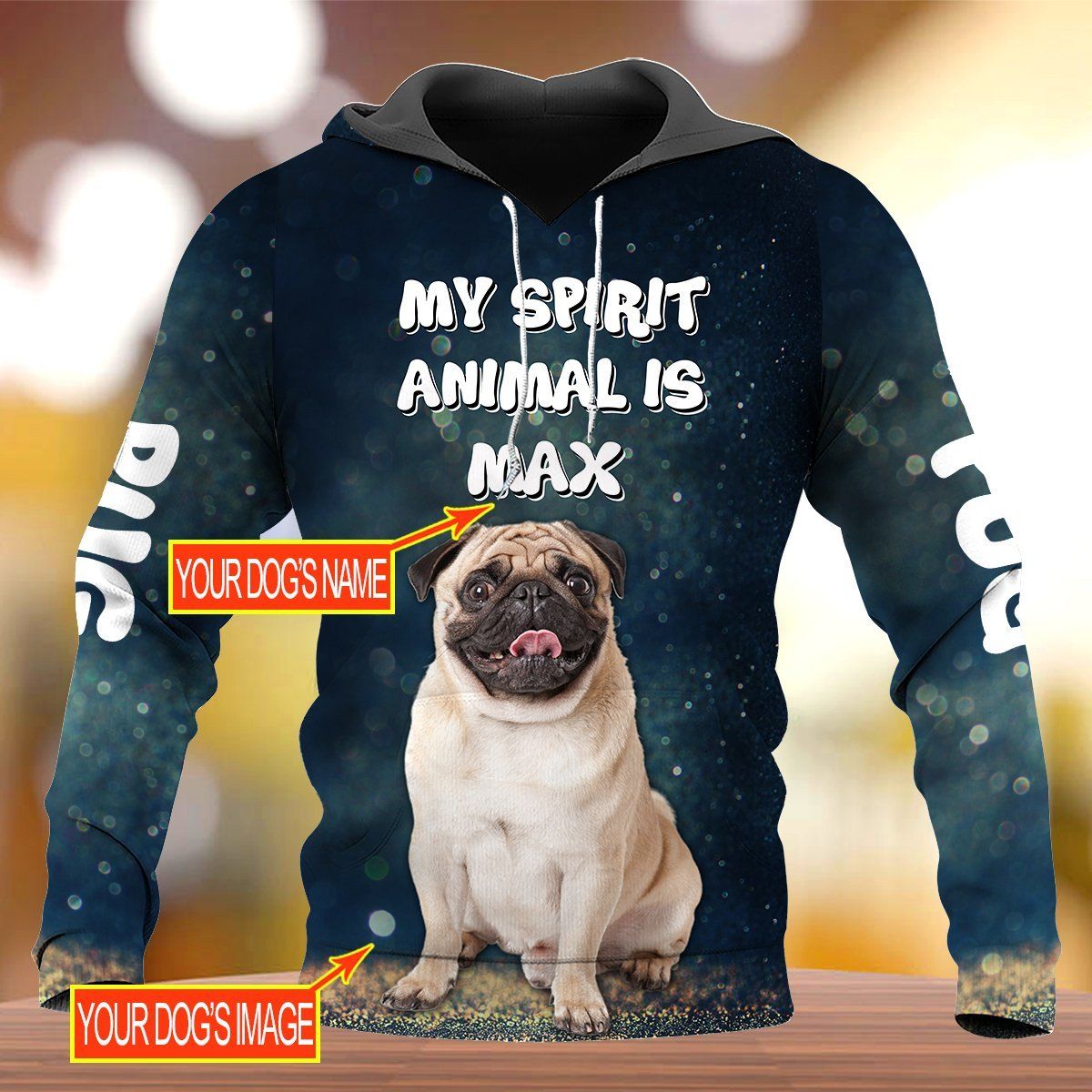 Pug My Spirit Animal Is Personalized Name 3D All Over Printed Shirts