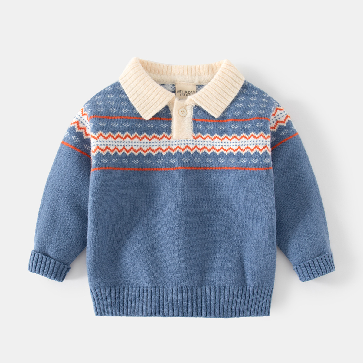 Blue Polo Sweaters Boys Toddler Pullover Children Knit Wear Cotton Kids Clothes alx