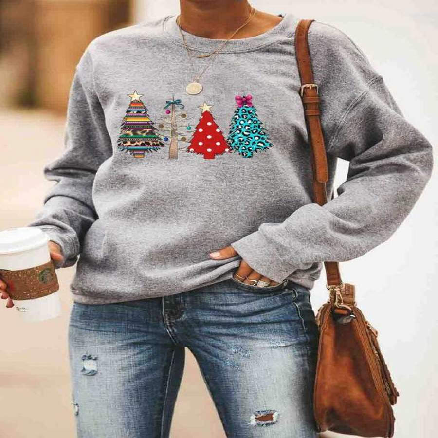 Christmas leopard polka dot tree sweatshirt