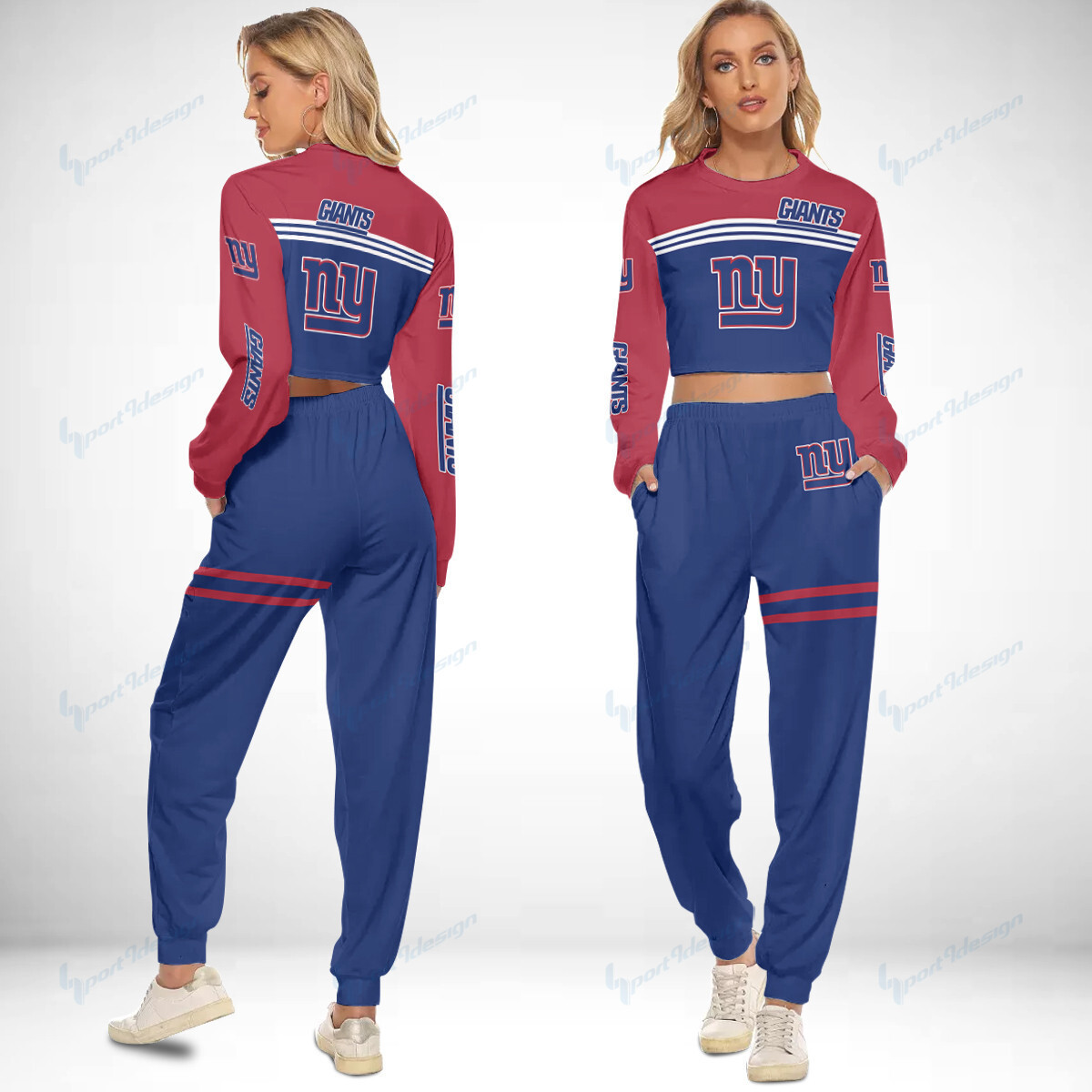 New York Giants Crop Sweatshirt Suit 12