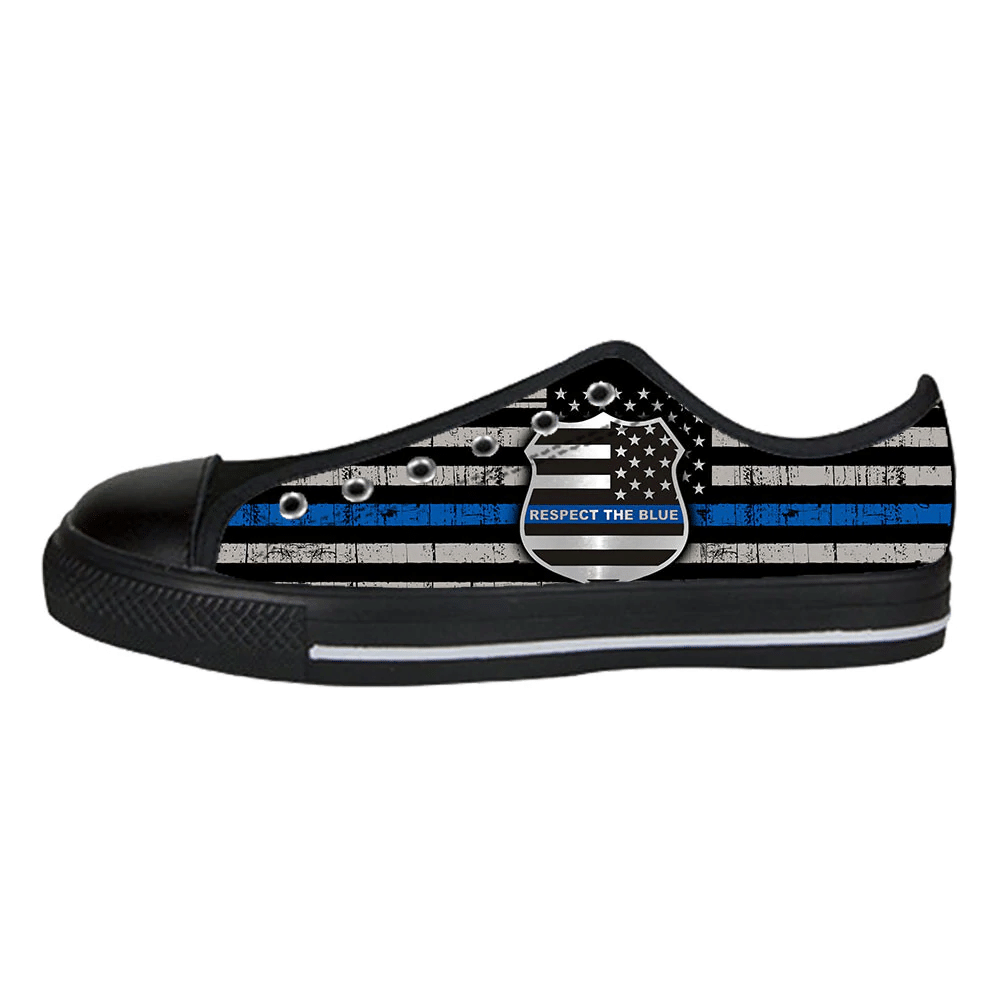 Thin Blue Line Flag Shoes & Sneakers – Custom Police Canvas Shoes