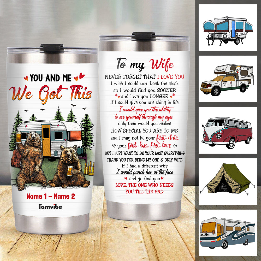 Personalized Camping Couple Steel Tumbler Jl305 30O47