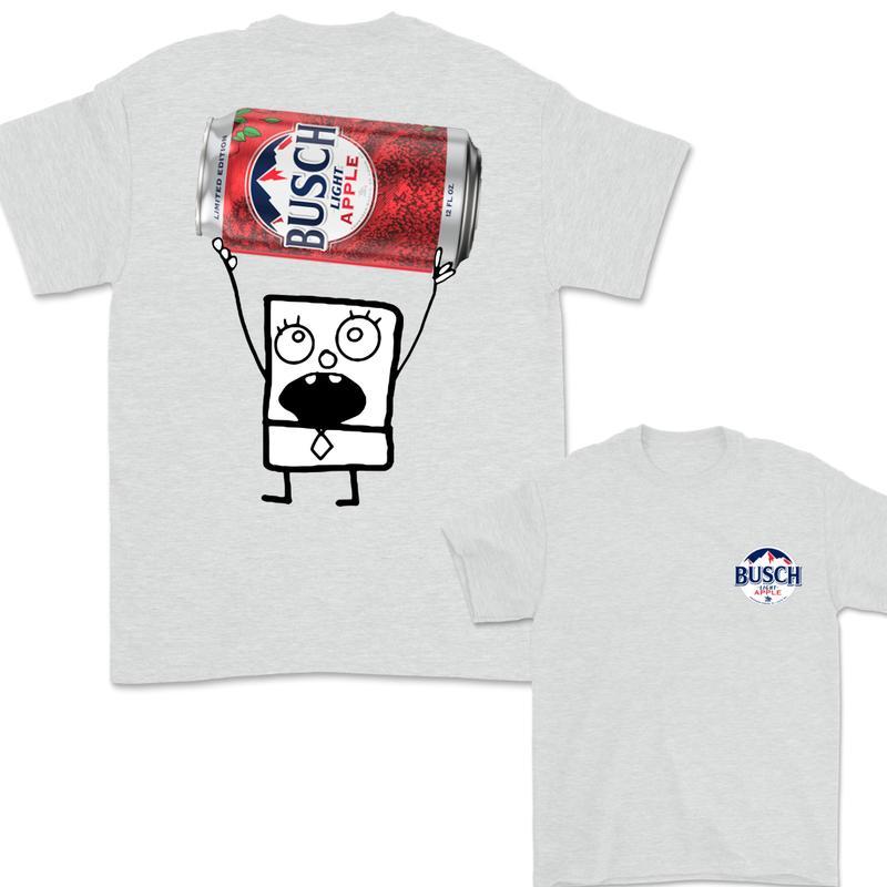Doodlebob Busch Light Apple 2 Sided T-Shirt, Funny Drinking T-Shirt, Unisex T-Shirt, For Men, For Women
