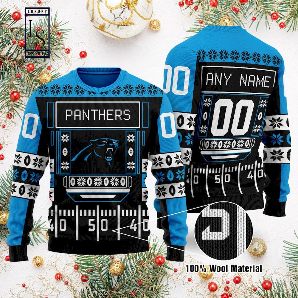 Carolina Panthers Personalized Gift For Fan Ugly Wool Sweater Christmas