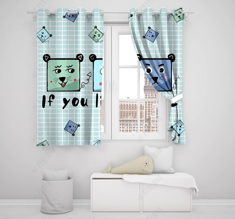 3D Hand Drawn Animal Curtains And Drapes Lqh 192