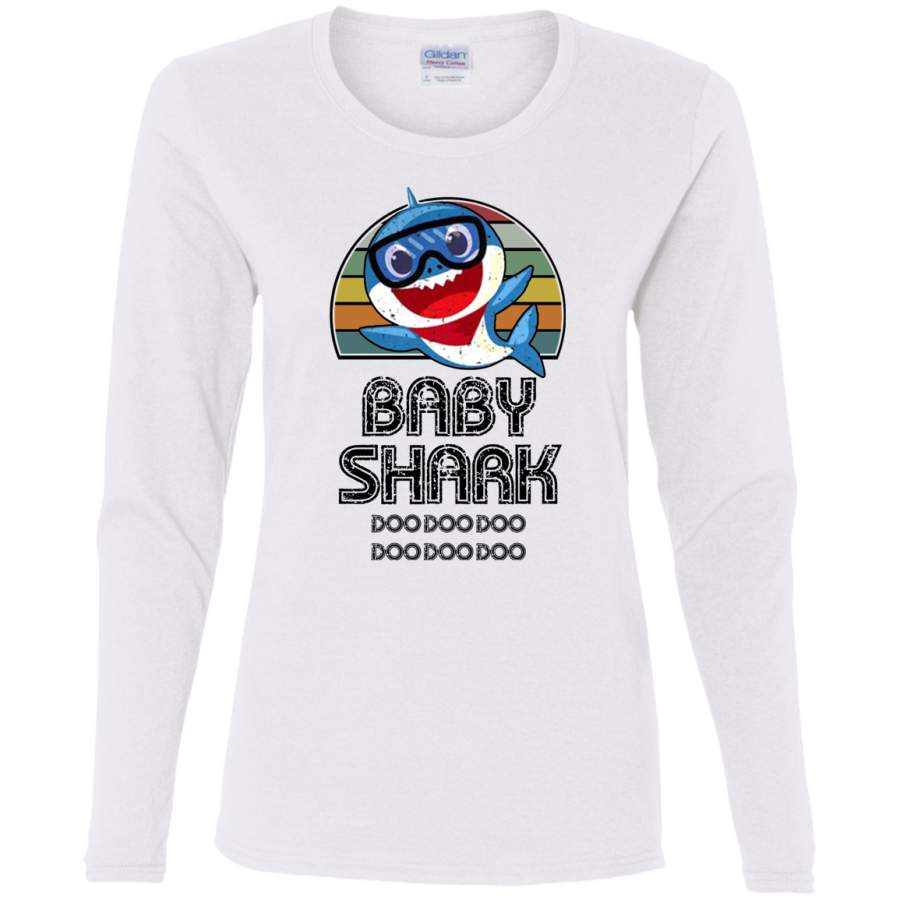 AGR Baby Shark Retro (Boy)_2 Ladies’ Cotton LS T-Shirt