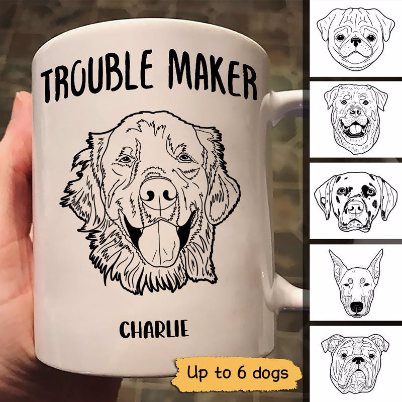 Double Trouble Dog Head Outline Personalized Mug