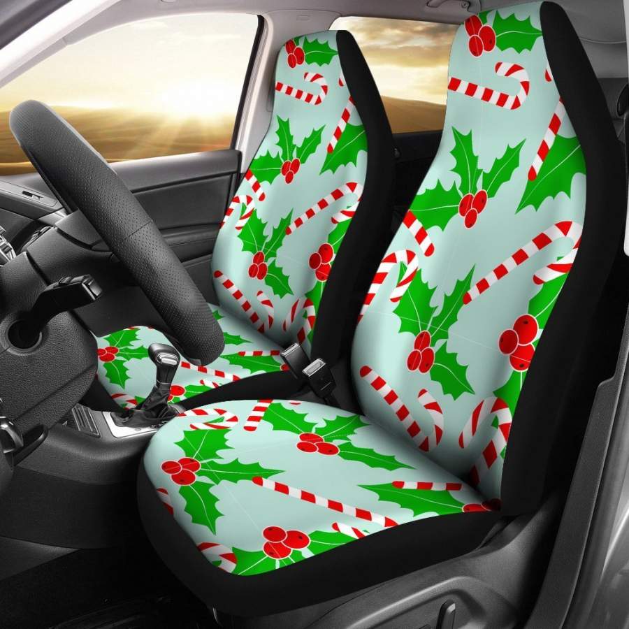 Christmas Candy Cane Pattern Print Universal Fit Car Seat Covers