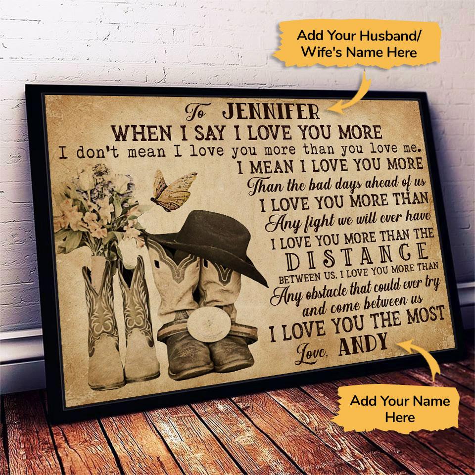 Aeticon Gifts Personalized I Love You The Most Country Custom Name Canvas Mom Dad Gift Home Decor