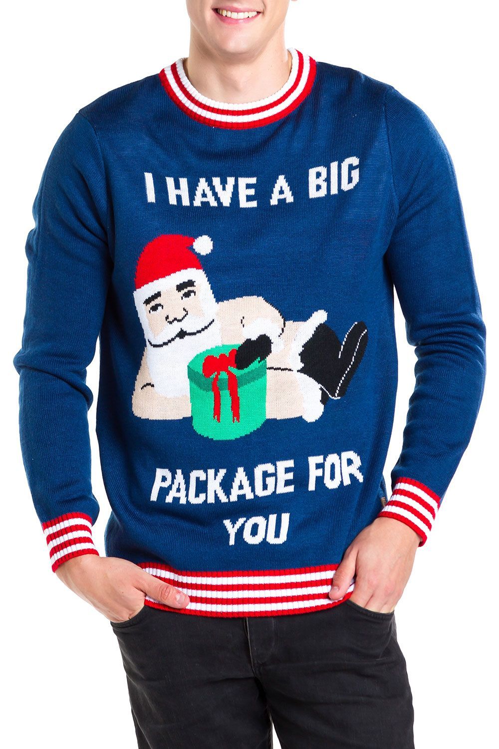 Tipsy Elves Men’S Big Package Ugly Christmas Sweater