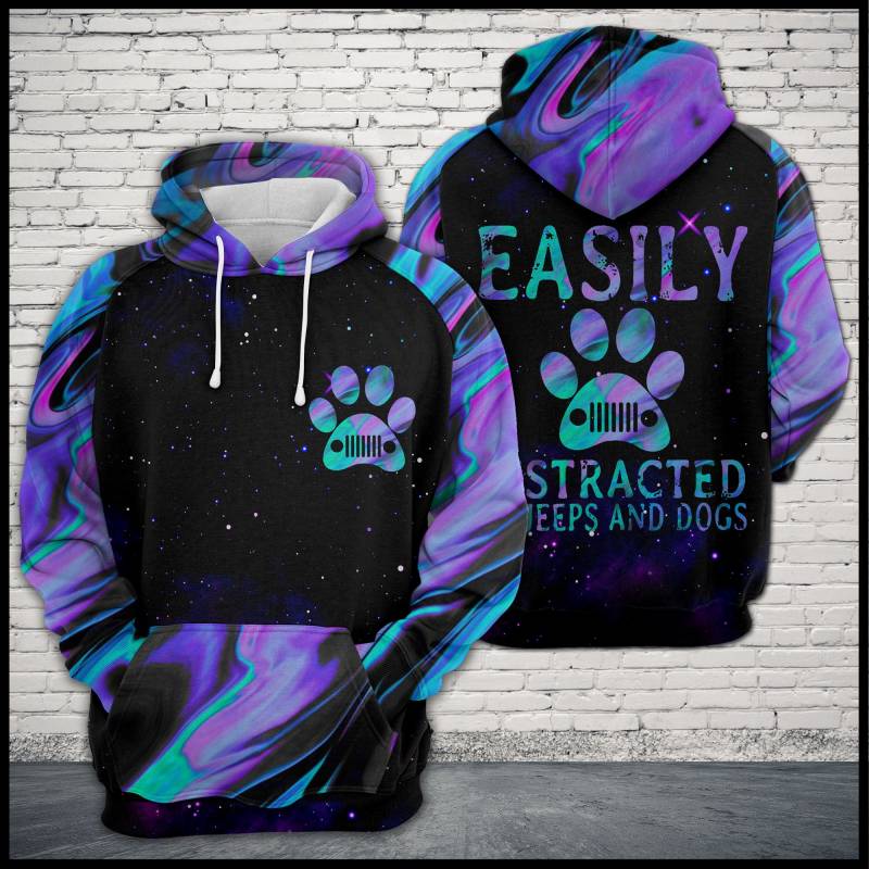 Dogs & Jeeps Purple Color T0706 – All Over Print Unisex Hoodie