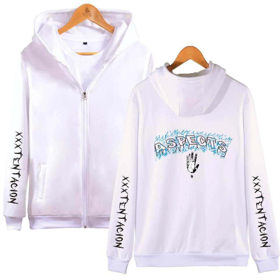 XXXTentacion Hoodies – Solid Color Popular Rapper XXXTentacion ASPECTS Icon Zip Up Hoodie