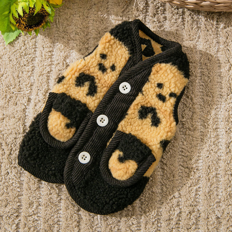 Bear print dog cat waistcoat warm cat vest fleece pet clothes two-legged cotton coat puppy dogs shirt jacket dog cat clothing alx