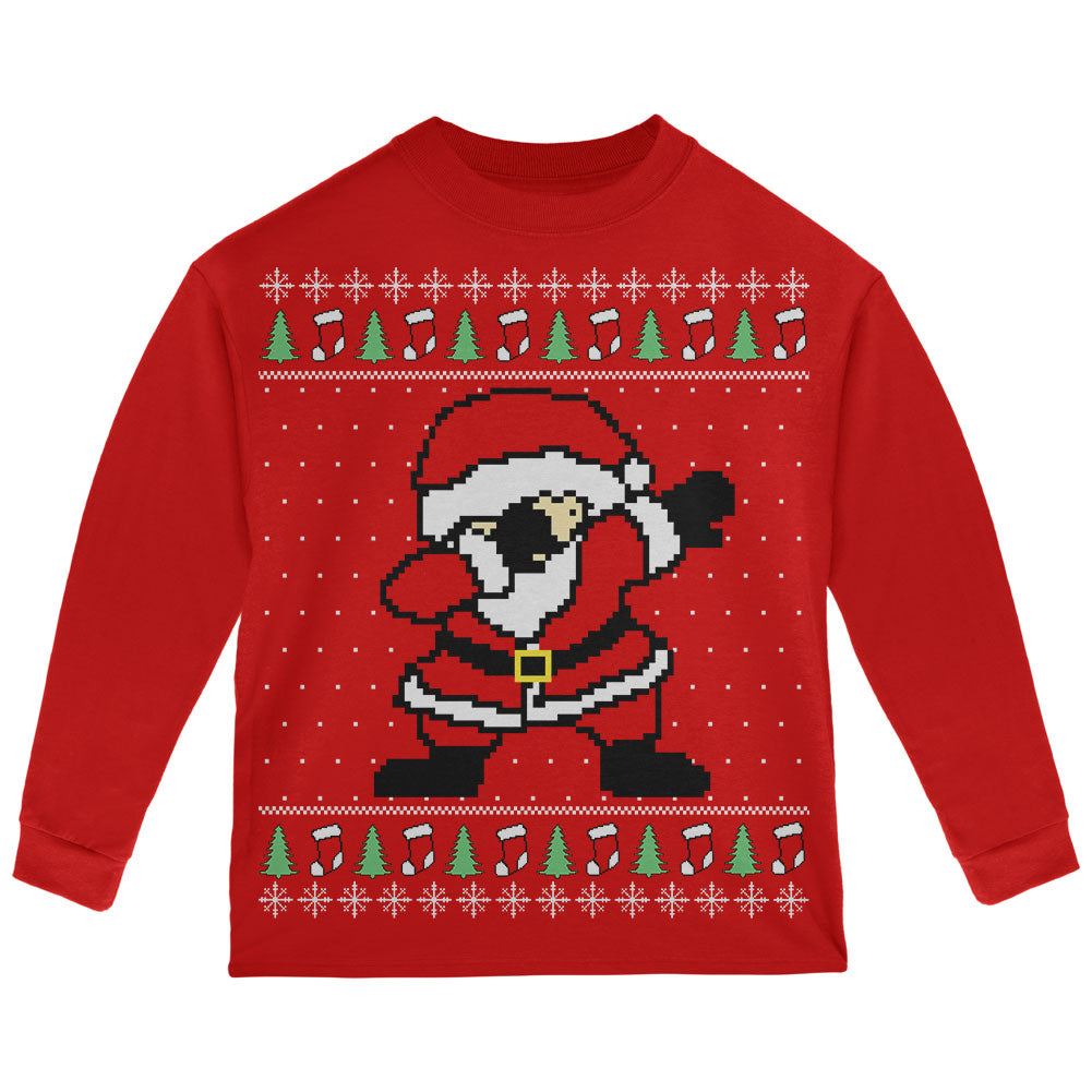 Ugly Christmas Sweater Dabbing Santa Claus Toddler Long Sleeve T Shirt