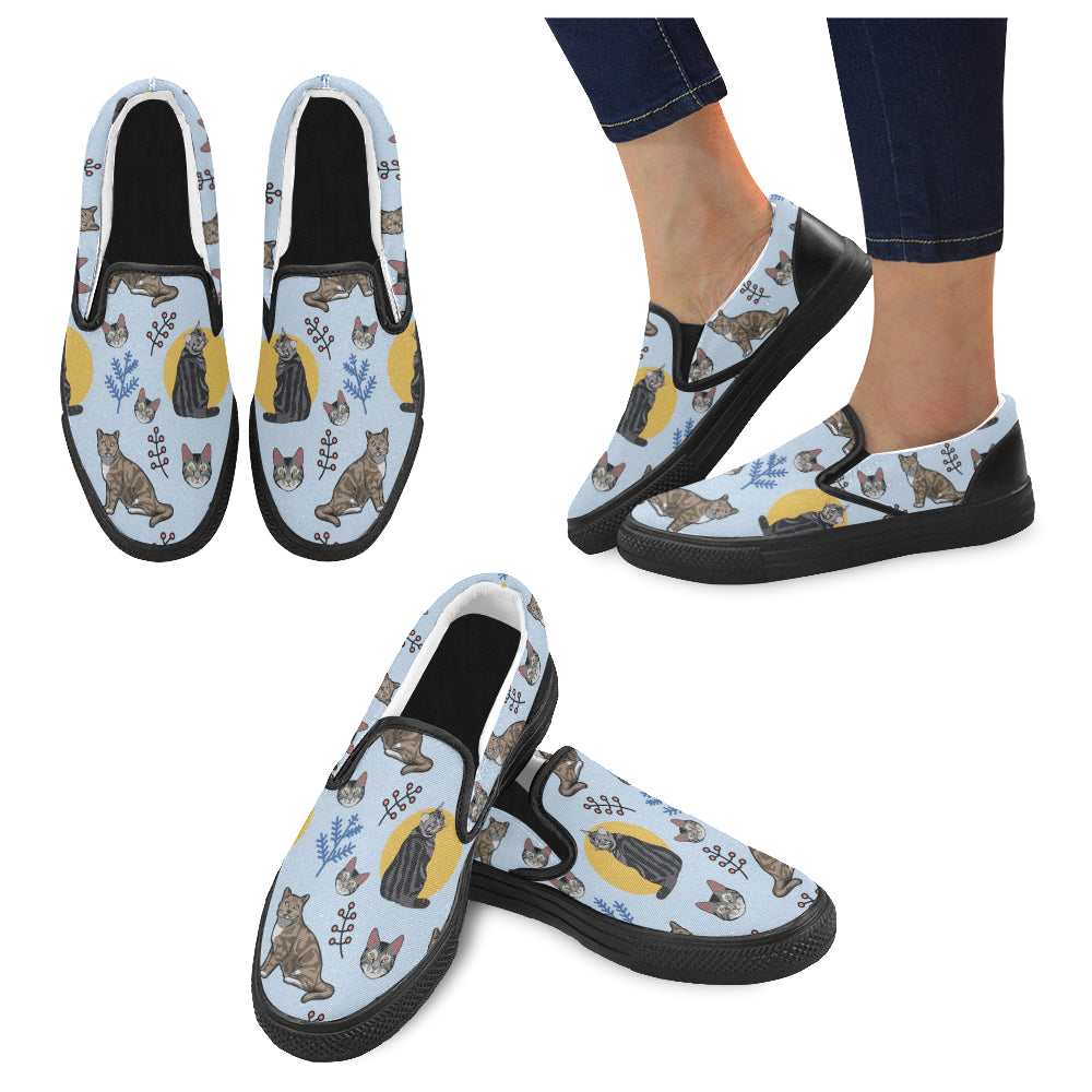 American Shorthair Black Women’s Slip-on Canvas Shoes