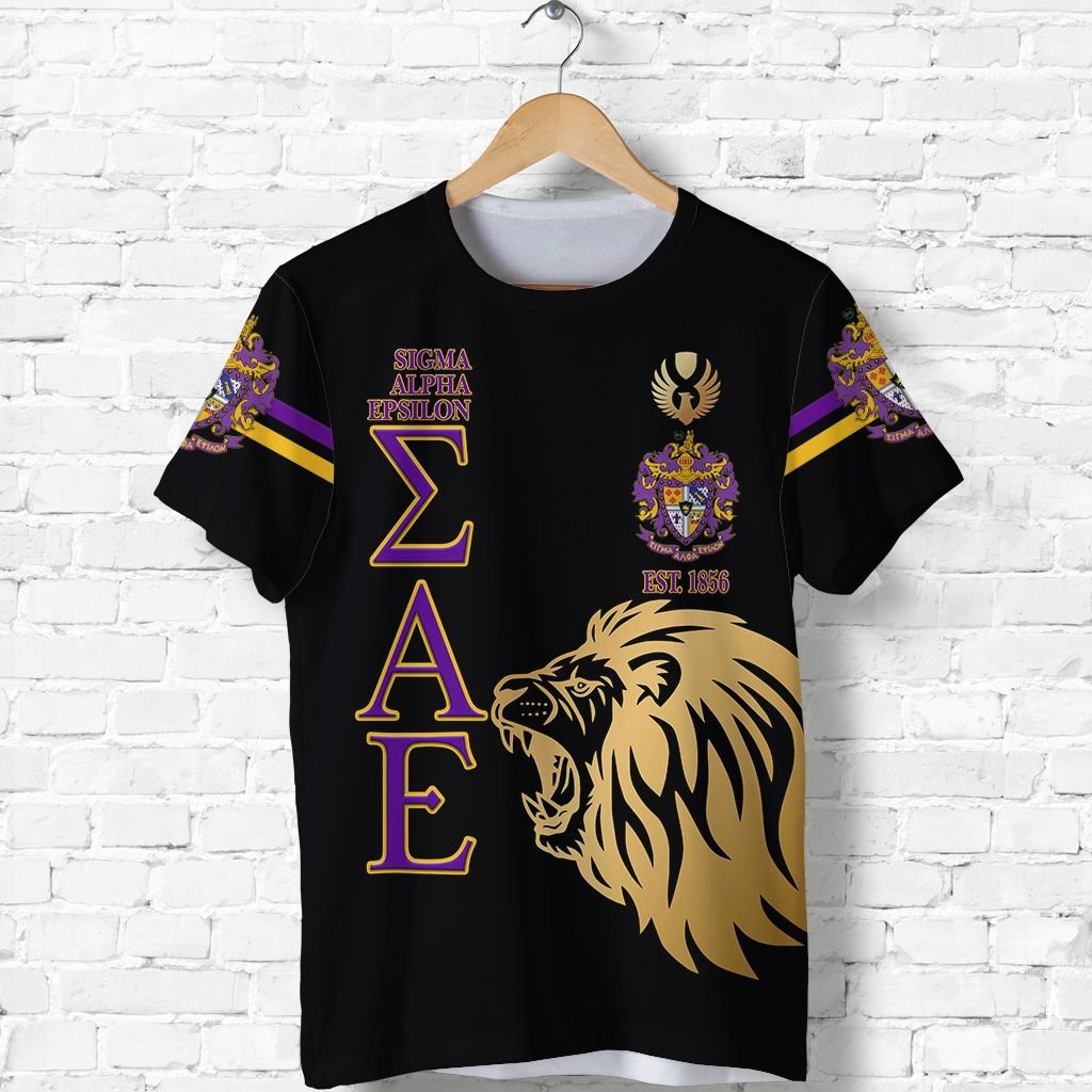 (Custom Personalised) Sigma Alpha Epsilon Sae T Shirt Simple Style – Black Lion Ver Lt8