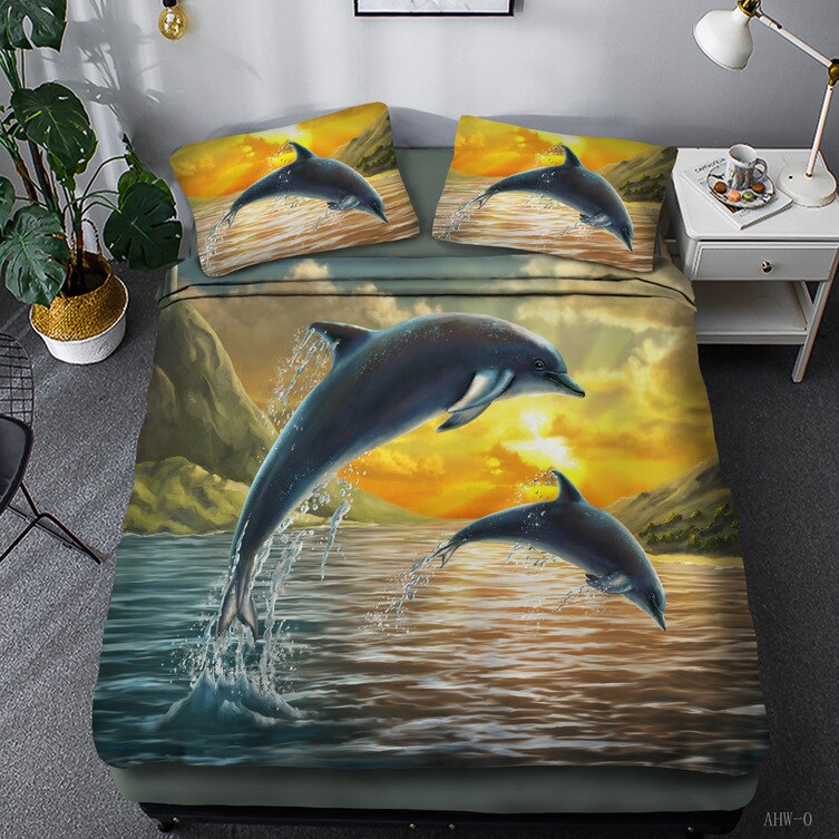 Dolphin Sea 3D Printed Duvet Cover 3Pcs Cover Bedding Set Queen King Cover Single Double Bedclothes Kids Bedroom