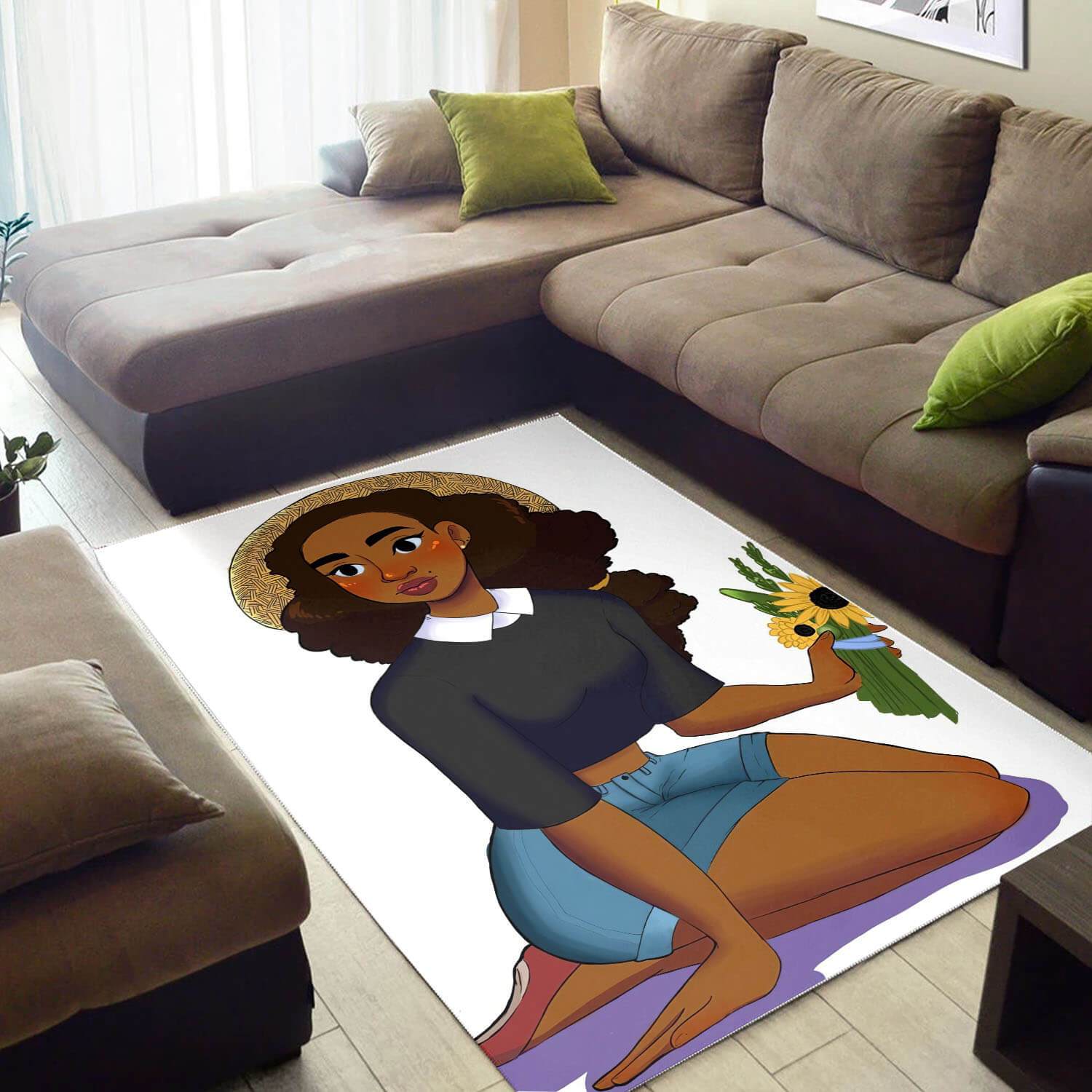 African Rugs Pretty Afro American Woman African Design Floor Rug Afrocentric Living Room Ideas WBG21583