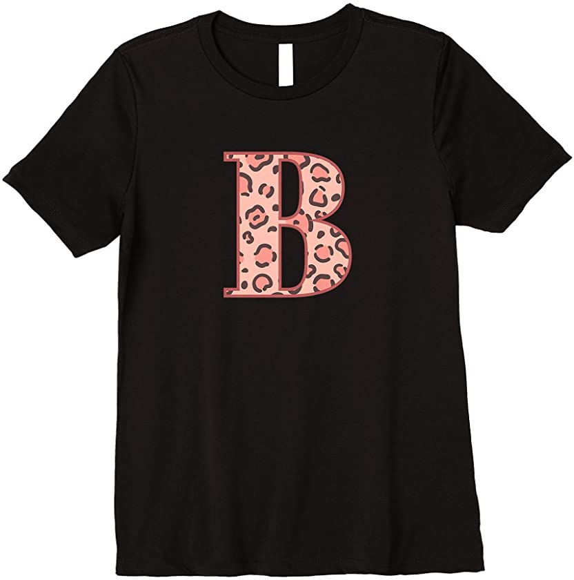 Pink Cheetah Print Leopard Pattern Letter B Premium T-Shirt