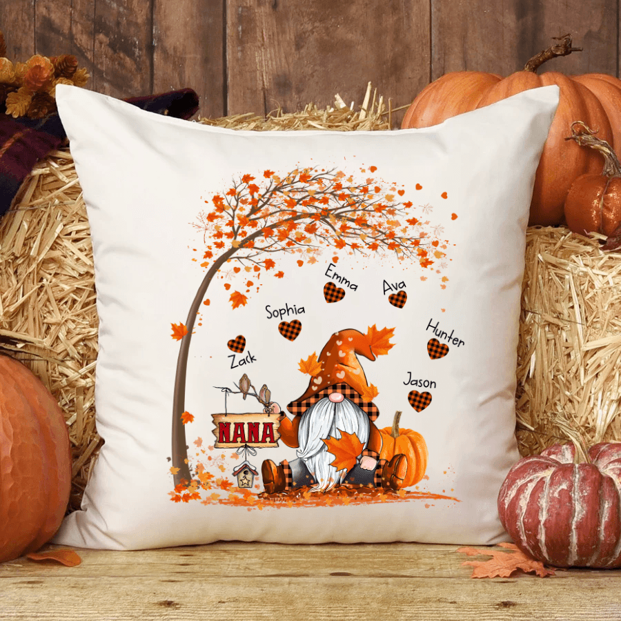 Nana Gnomes Pumpkin Pillow