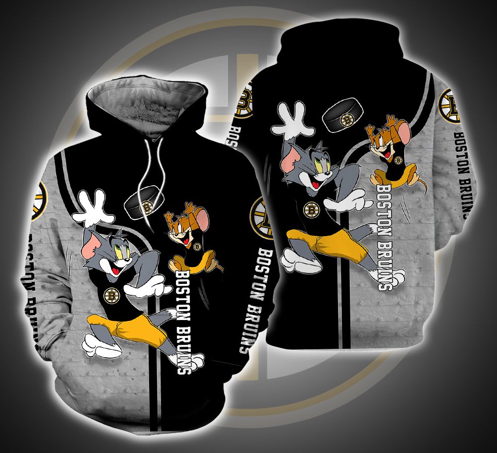 Boston Bruins Ft. Tom and Jerry 3D Printed Hoodie