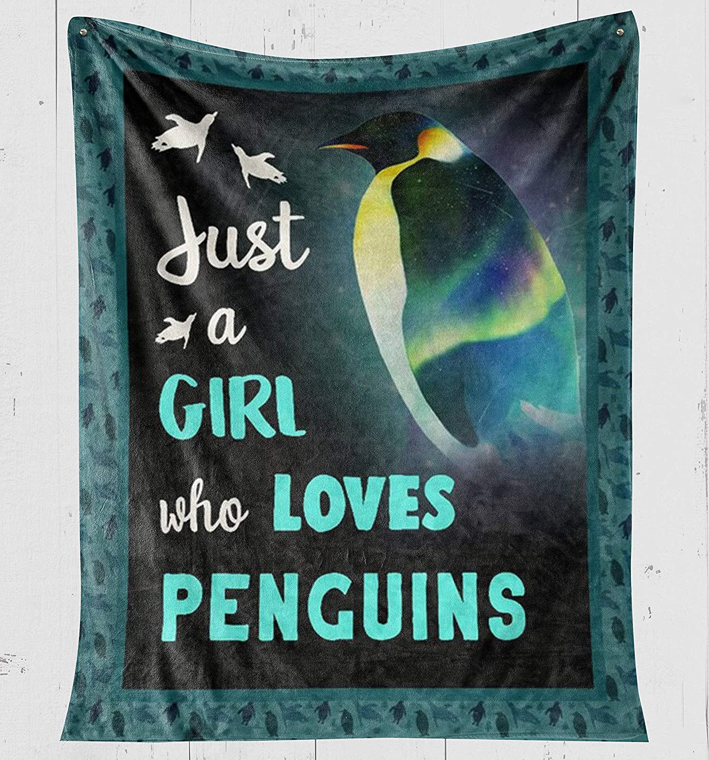 Penguins Blanket – Just A Girl, Who Loves Penguins – Fleece Blanket Soft Comfortable Blanket For Sofa Chair Bed Office Travelling Camping Blanket For Pet