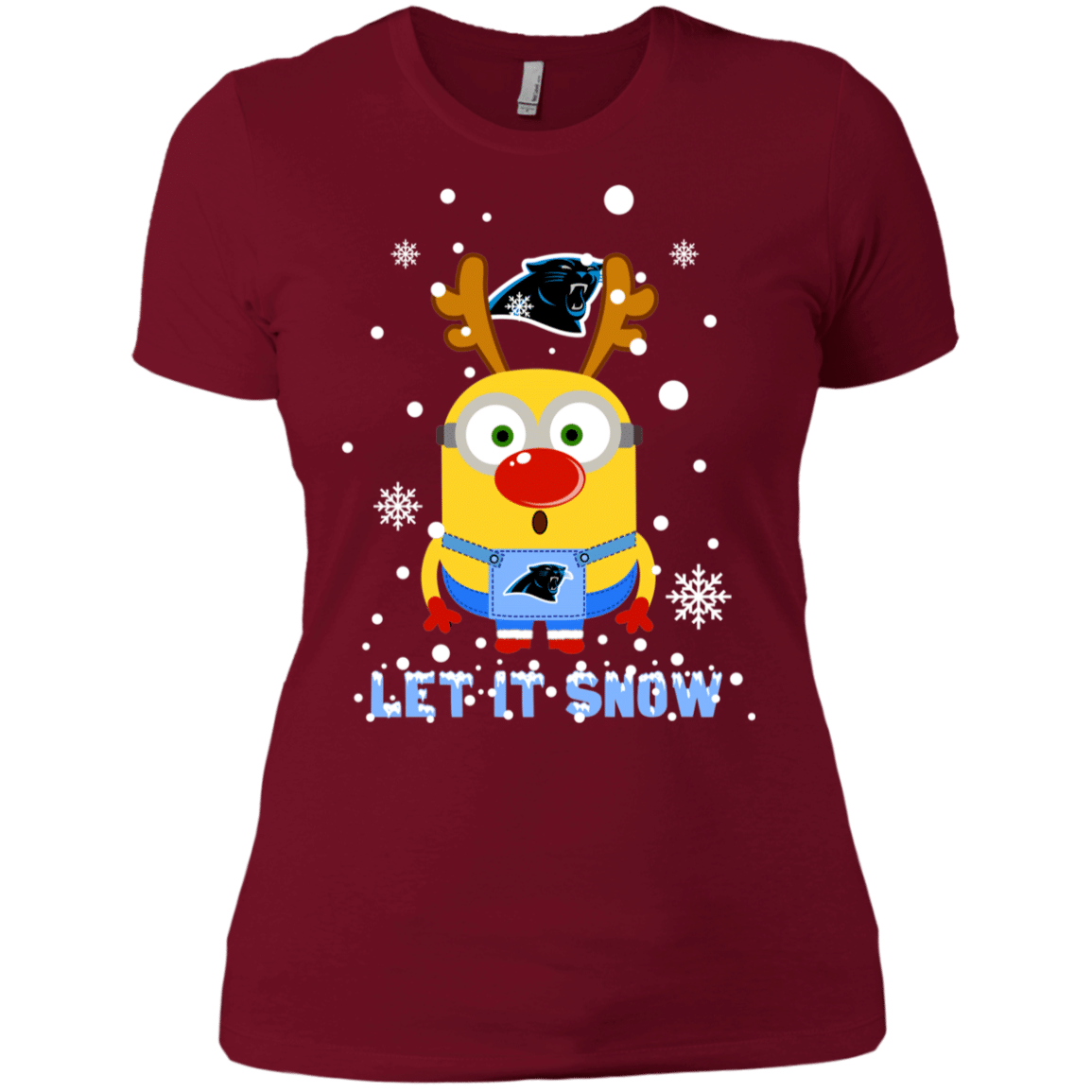 Find Minion Carolina Panthers Ugly Christmas Sweaters Let It Snow Women’s T-Shirt