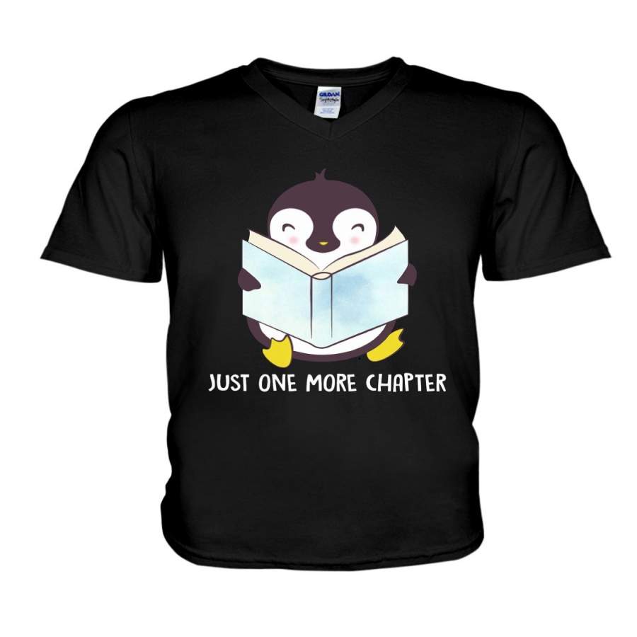 Just One More Chapter Cute Penguin For Book Lovers Guys V-Neck