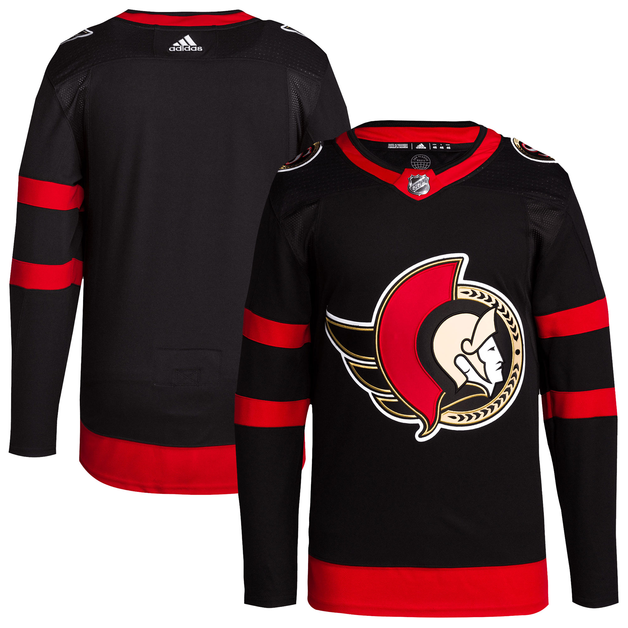 Ottawa Senators Men's Home Primegreen Authentic Blank Jersey – Black