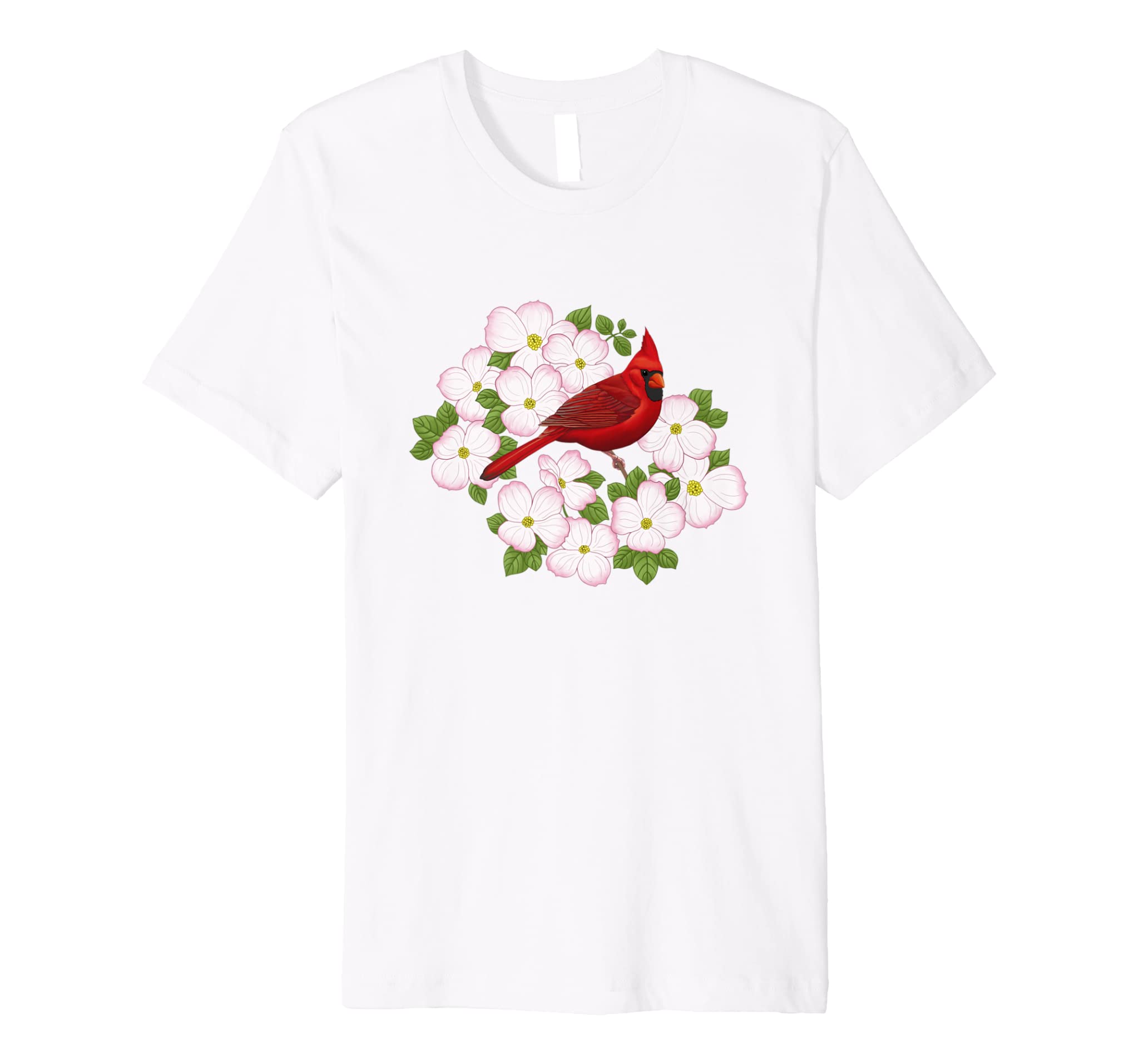 Red Cardinal Bird & Pink Dogwood Flower T-shirt