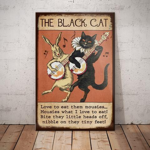 Black Cat Funny Song Vintage Poster Print, Canvas Wall Art, Canvas Poster Wall Decor