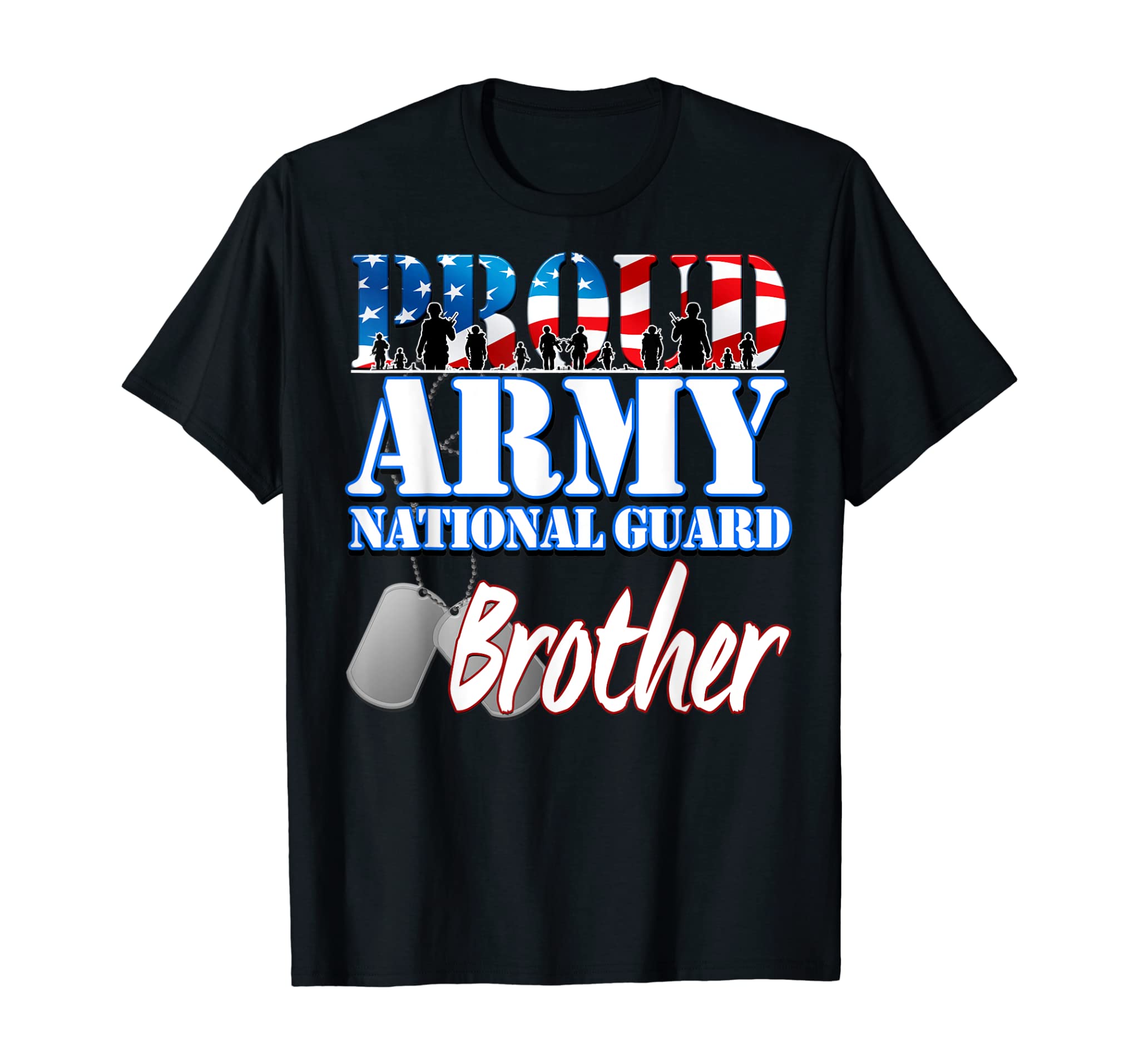 Proud Army National Guard Brother Dog Tag Flag Shirt Men