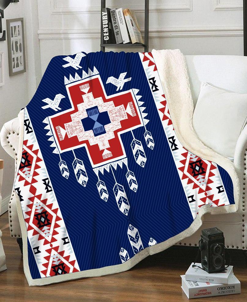 Welcomenative Birds Feather Fleece Blanket, 3D Fleece Blanket, All Over Print, Native American