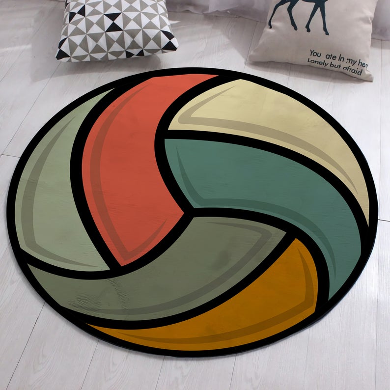 Volleyball Rug, Volleyball Carpet, Sport Mat, Real Looking Non-Slip Ball Rug, Decorative Floor Area Rug, Home Décor, Gift For Volleyballer