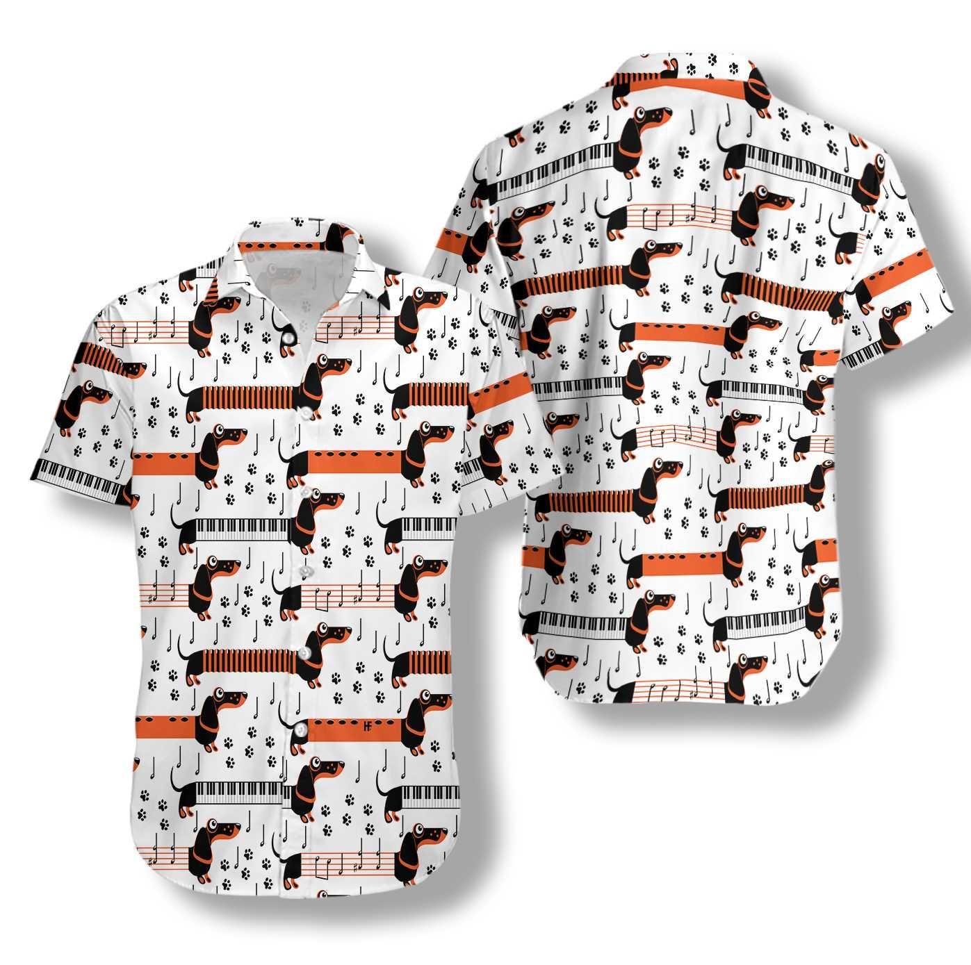 Piano Dachshund Dog Shirt For Men Hawaii Ha17608