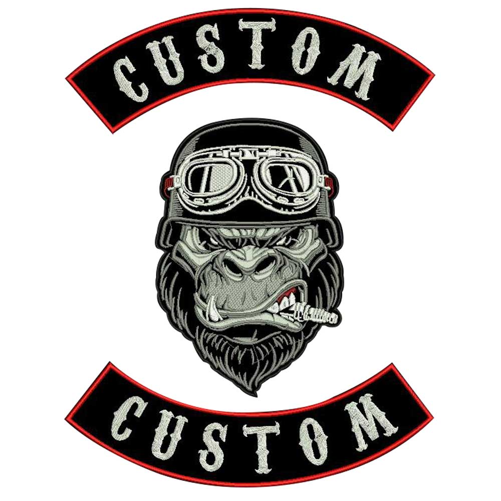 Smoking Orangutan Embroidery Biker Patch with Iron on Backing Sewing Clothes Badge High Quality for Jacket T-shirt alx