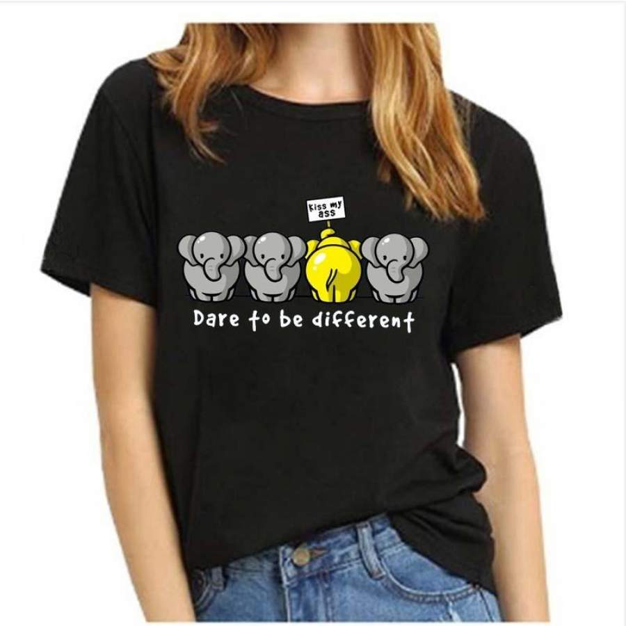 Fashion Cute Elephant T Shirt Women Tees Women  Printed Letter Summer Top T-shirt Women